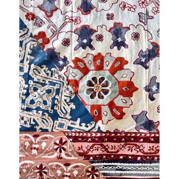 Anthropologie Risa Cotton Shower Curtain Boho Fall Multi-Color Neutrals 72x72 - Picture 13 of 16